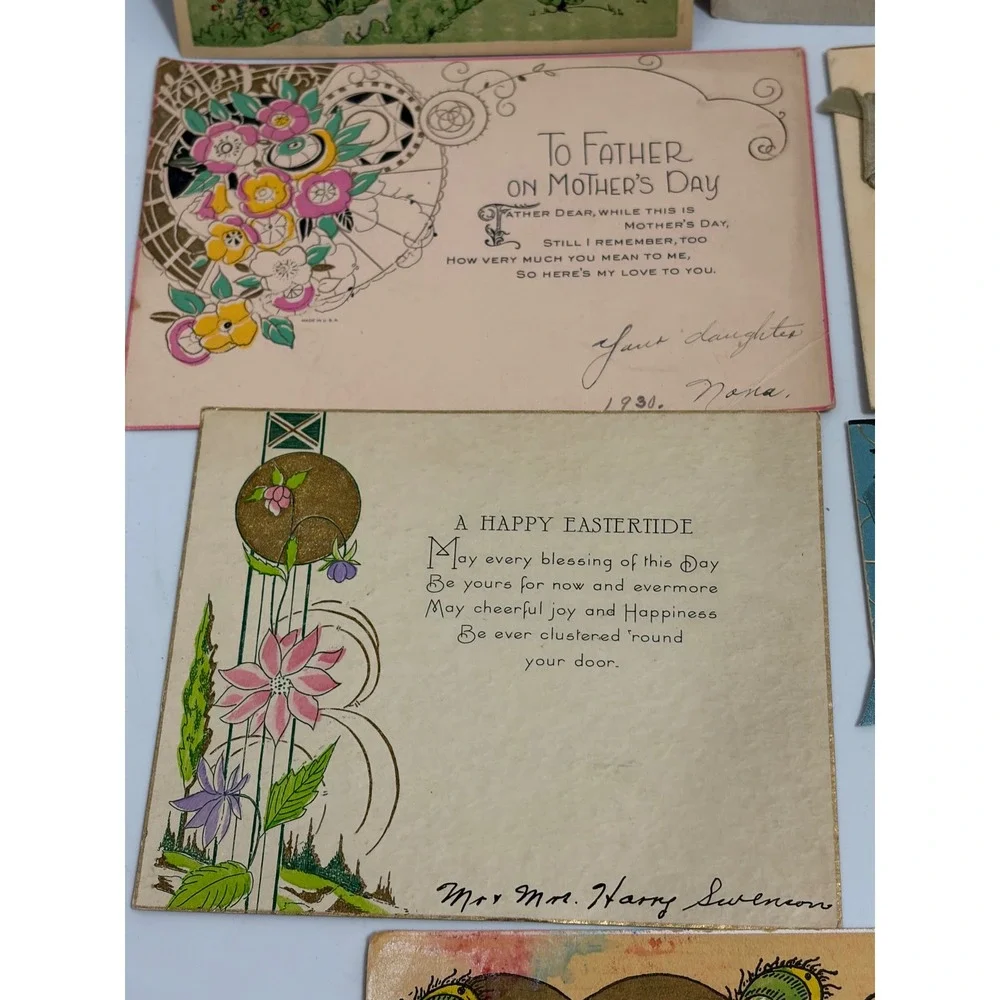 Lot 12 Vintage Greeting Cards 1925-40s • 2 UNUSED • Mother, Easter, Valentine